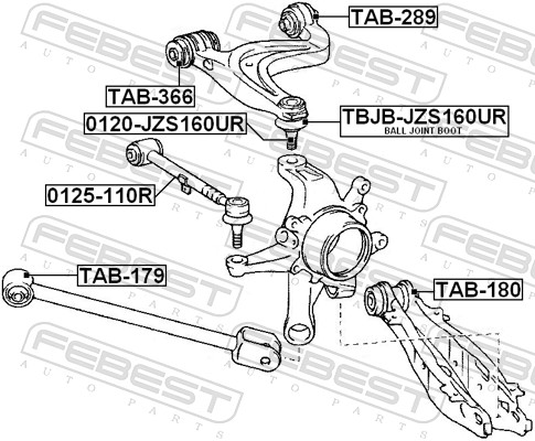 FEBEST Ophæng, bærearm tab180 på indersiden for TOYOTA