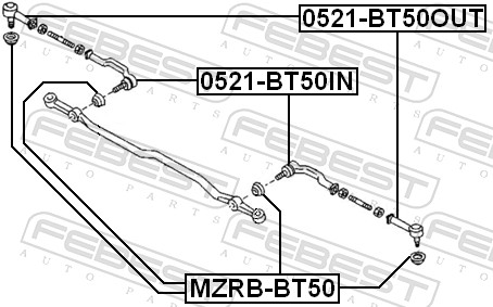 FEBEST Sporstangkugle 0521bt50out foraksel for FORD MAZDA