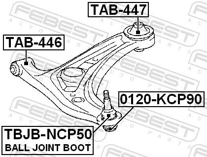 FEBEST Ophæng, bærearm tab447 foraksel nede for TOYOTA CHERY LIFAN