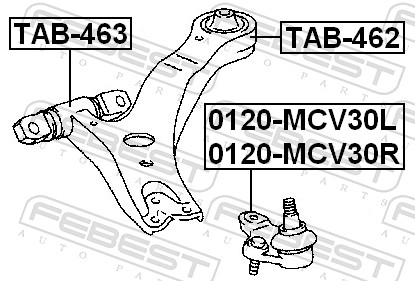 FEBEST Ophæng, bærearm tab462 foraksel nede for TOYOTA