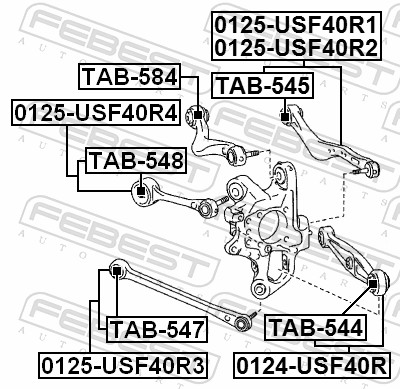 FEBEST Ophæng, bærearm tab544 Bagaksel nede for TOYOTA