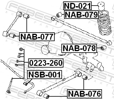 FEBEST Stang/led, stabilisator 0223-260 bagaksel for NISSAN