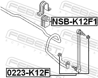 FEBEST Stang/led, stabilisator 0223-K12F foraksel for FORD CHRYSLER MAZDA NISSAN RENAULT TOYOTA SSANGYONG