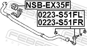 FEBEST Stang/led, stabilisator 0223-S51FR højre foraksel for NISSAN