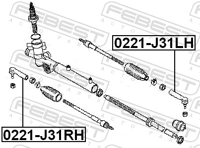 FEBEST Sporstangkugle 0221j31lh venstre foraksel for NISSAN SAMSUNG