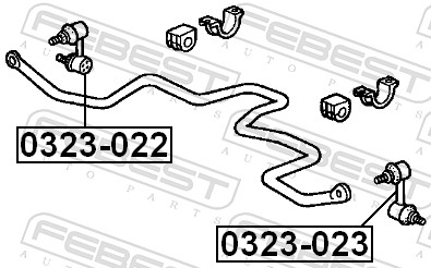 FEBEST Stang/led, stabilisator 0323023 venstre foraksel for HONDA MAZDA