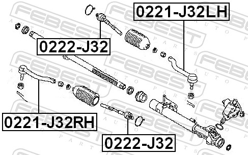 FEBEST Sporstangkugle 0221j32lh venstre foraksel for NISSAN