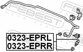 FEBEST Stang/led, stabilisator 0323-EPRL Bagaksel venstre for HONDA