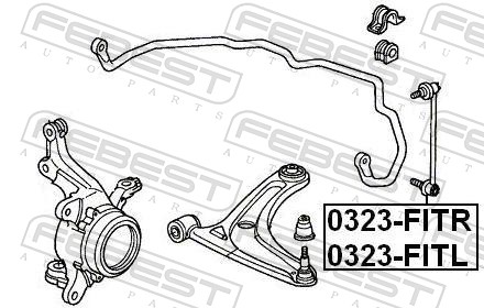 FEBEST Stang/led, stabilisator 0323-FITR højre foraksel for HONDA