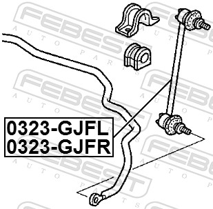 FEBEST Stang/led, stabilisator 0323-GJFL venstre foraksel for HONDA