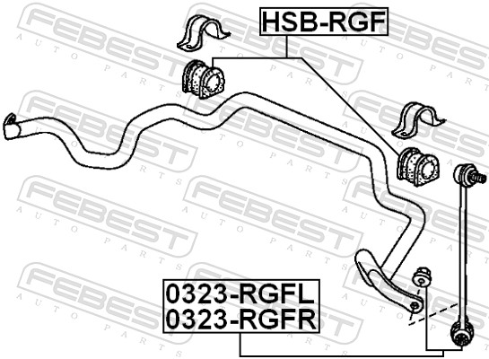 FEBEST Stang/led, stabilisator 0323-RGFL venstre foraksel for HONDA NISSAN