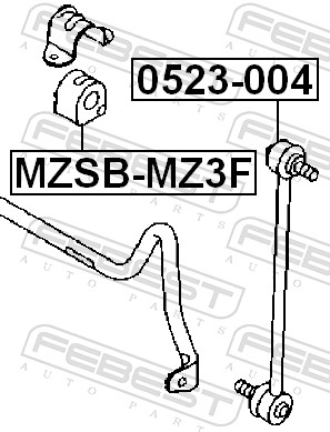 FEBEST Stang/led, stabilisator 0523004 foraksel for OPEL CITROËN/PEUGEOT FORD VOLVO GENERAL MOTORS MAZDA HONDA NISSAN SUZUKI