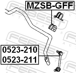 FEBEST Ophæng, stabilisator MZSB-GFF foraksel for MAZDA