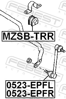 FEBEST Stang/led, stabilisator 0523-EPFR højre foraksel for MAZDA