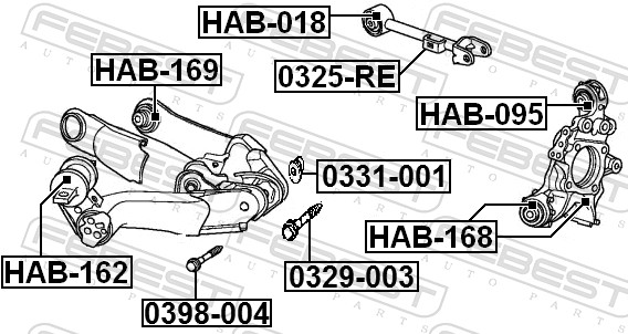FEBEST Monteringsbolt, bærearm 0398004 for HONDA