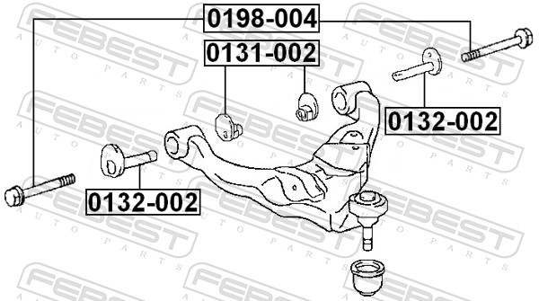 FEBEST Monteringsbolt, bærearm 0198004 for TOYOTA HYUNDAI