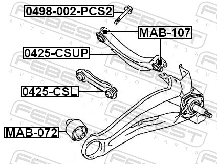 FEBEST Monteringsbolt, bærearm 0498002pcs2 på indersiden for MITSUBISHI NISSAN RENAULT HYUNDAI CHERY