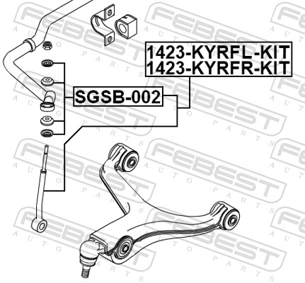 FEBEST Stang/led, stabilisator 1423-KYRFL-KIT venstre foraksel for SSANGYONG