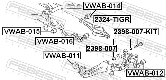 FEBEST Møtrik, akseltap 2398-007 for FORD SSANGYONG VAG