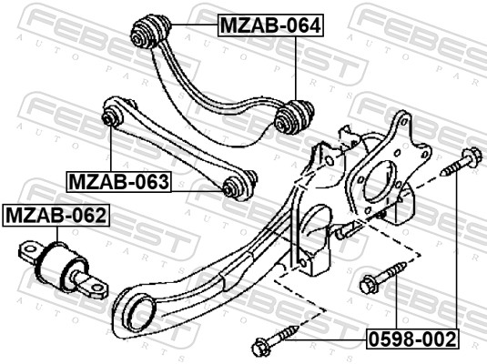 FEBEST Monteringsbolt, bærearm 0598002 for CITROËN/PEUGEOT MAZDA NISSAN RENAULT