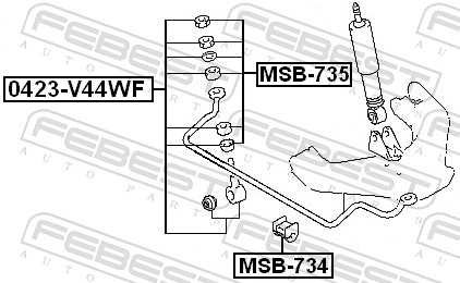 FEBEST Monteringssæt, stabilisatorstang/-streber msb735 Foraksel begge sider for MITSUBISHI