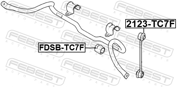 FEBEST Stang/led, stabilisator 2123-TC7F foraksel for FORD