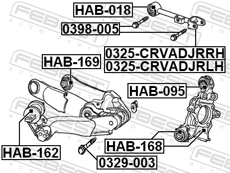 FEBEST Skrue, bærerarm 0398005 for HONDA
