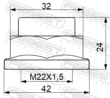 FEBEST Møtrik, akseltap 0498-NHUB01 for HONDA MITSUBISHI HYUNDAI