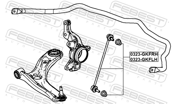 FEBEST Stang/led, stabilisator 0323gkflh venstre foraksel for HONDA