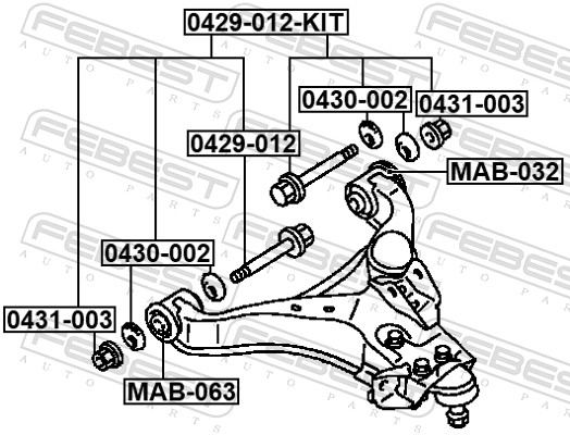 FEBEST Styrtkorrektionsskruesæt 0429-012-KIT for MITSUBISHI