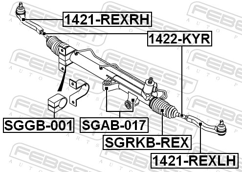 FEBEST Styrestang, inderste 1422-KYR foraksel for SSANGYONG