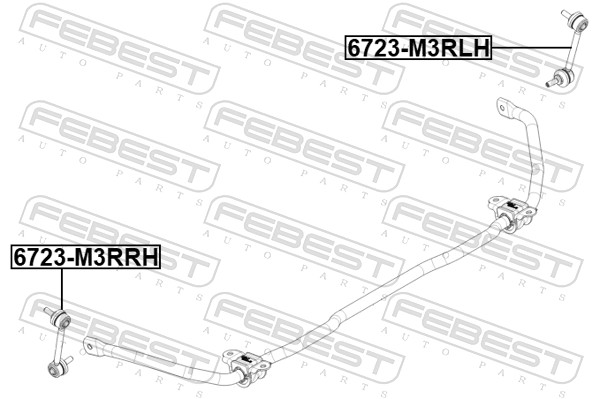FEBEST Stang/led, stabilisator 6723-M3RRH Bagaksel højre for TESLA