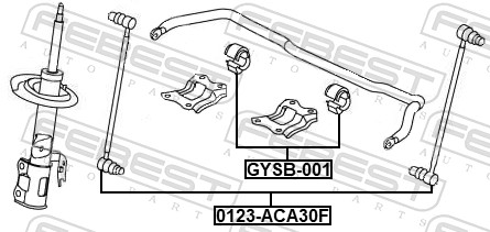FEBEST Ophæng, stabilisator gysb001 foraksel for GEELY