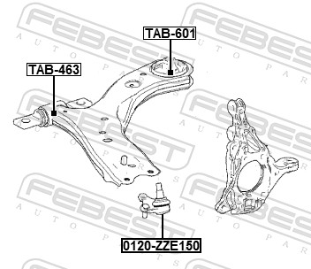 FEBEST Ophæng, bærearm tab601 foraksel for TOYOTA