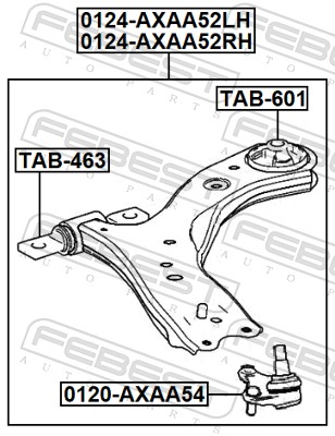 FEBEST Bærearm, hjulophæng 0124axaa52lh foraksel nede for TOYOTA