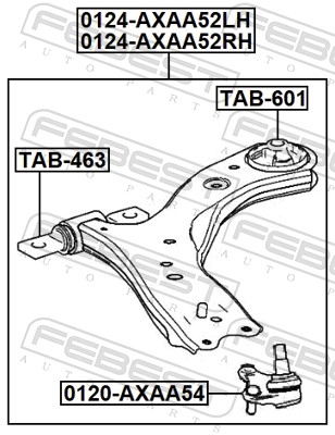 FEBEST Bærearm, hjulophæng 0124axaa52rh foraksel nede for TOYOTA