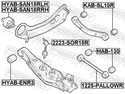 FEBEST Bærearm, hjulophæng 1225-PALLOWR Bagaksel nede for HYUNDAI