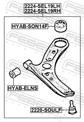 FEBEST Bærearm, hjulophæng 2224-SEL19LH venstre foraksel for HYUNDAI