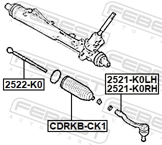 FEBEST Styrestang, inderste 2522k0 foraksel for CITROËN/PEUGEOT TOYOTA