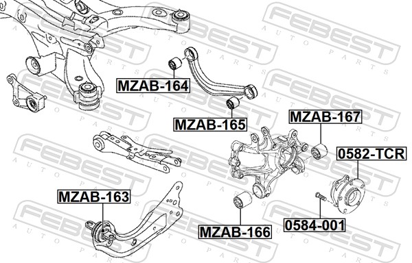 FEBEST Ophæng, bærearm mzab165 bagaksel for MAZDA