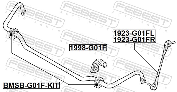 FEBEST Stang/led, stabilisator 1923-G01FL venstre foraksel for BMW