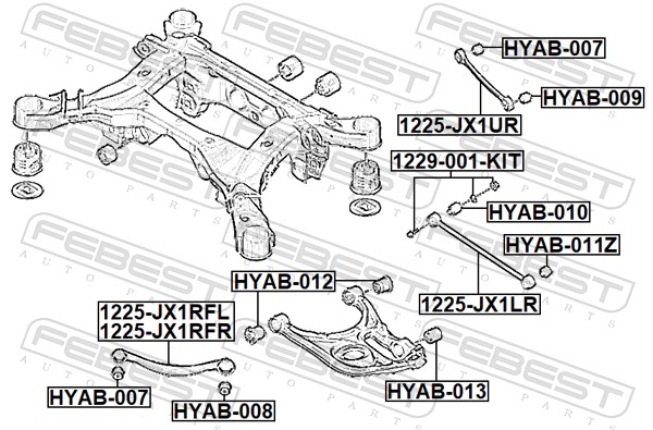 FEBEST Ophæng, bærearm hyab013 Bagaksel nede for HYUNDAI