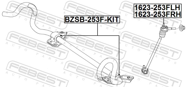 FEBEST Stang/led, stabilisator 1623-253FLH venstre foraksel for MERCEDES-BENZ