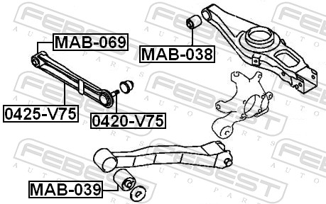 FEBEST Bærearm, hjulophæng 0425-V75 bagaksel for MITSUBISHI