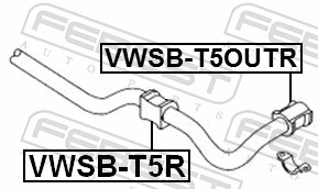 FEBEST Ophæng, stabilisator VWSB-T5OUTR bagaksel for VAG