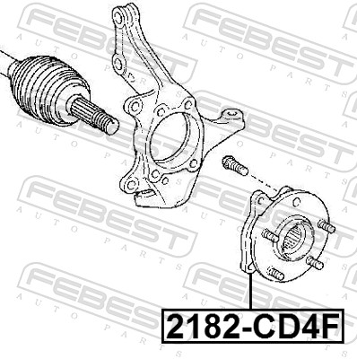 FEBEST Hjulnav 2182-CD4F foraksel for FORD