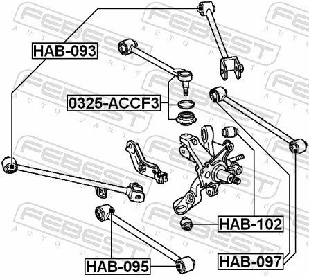 FEBEST Bærearm, hjulophæng 0325-ACCF3 bagaksel for HONDA