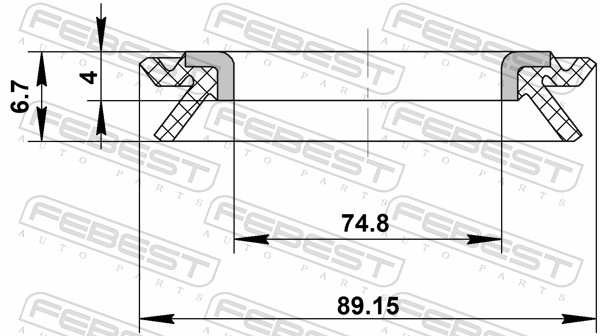 FEBEST Tætningsring, hjulnav 95BCY-88750407X for SUZUKI