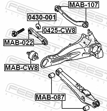 FEBEST Sims, aksel 0430001 oppe for MITSUBISHI