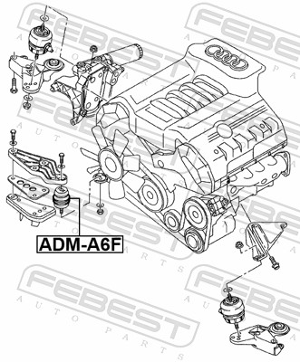 FEBEST Motorophæng adma6f foran for VAG
